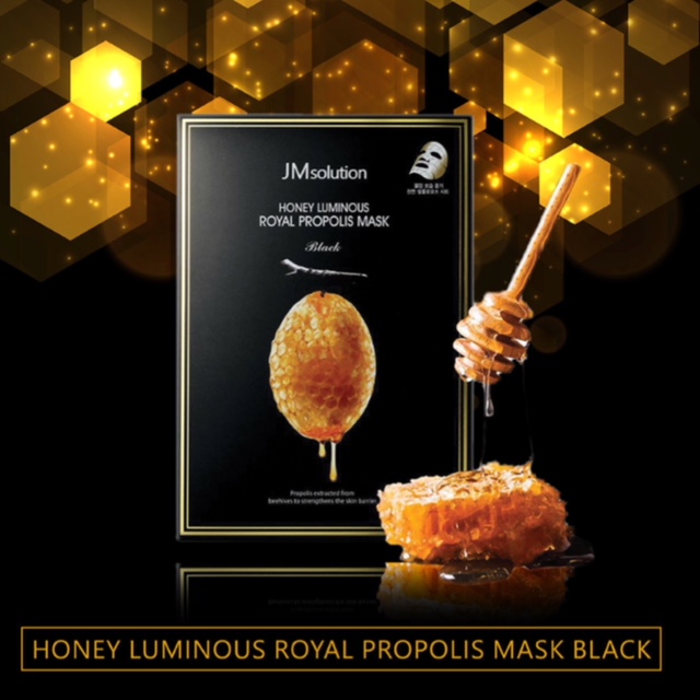 JM Solution Honey Luminous Royal Propolis Mask Black 蜂胶保湿紧致面膜 10片