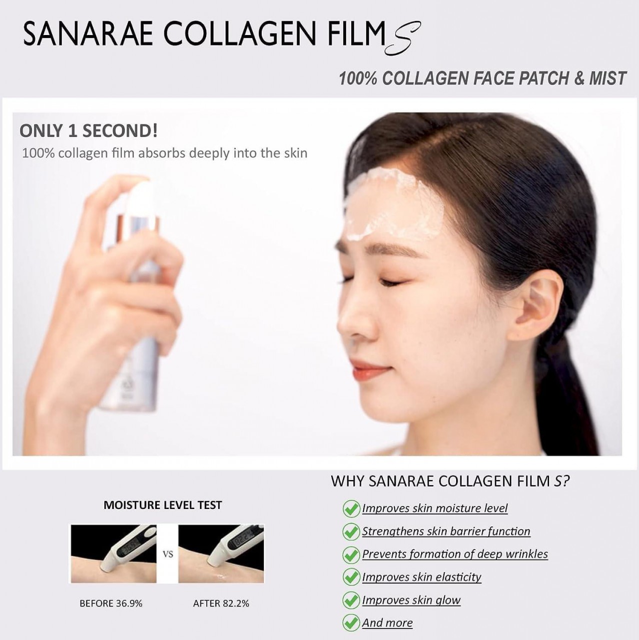 Sanarae Collagen Film M-Pack 首創1秒奇蹟膠原蛋白面膜 + 撫平皺紋填充精華