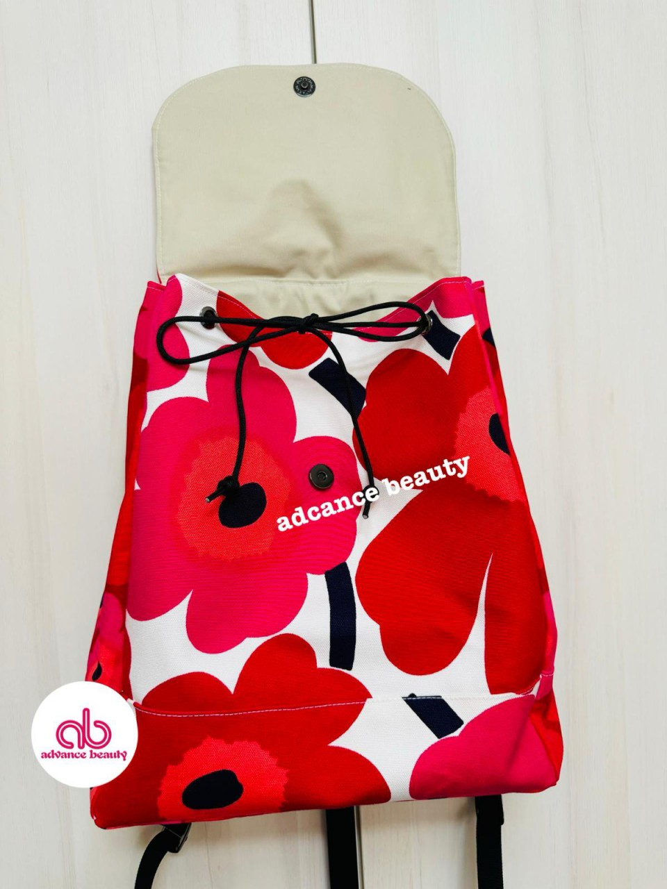 HAND MADE 自家製 獨家 花花背囊 (紅色) (Size 35H x 27W x 12D)